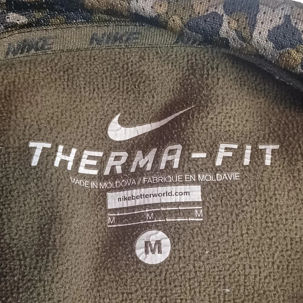 Nike Sweater Camo Swoosh Logo Thermafit Hoodie Sweatshirt Mens Size M Black READ